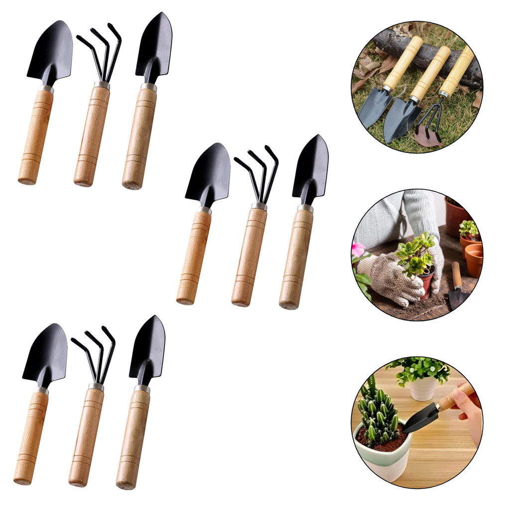 3 Kit De Jardinagem Multifuncional 3 Peças Cada Pá Ancinho Jardim Vaso Planta