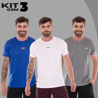 Kit Com 3 Camisetas Dry Masculinas Estampas Variadas Premium.