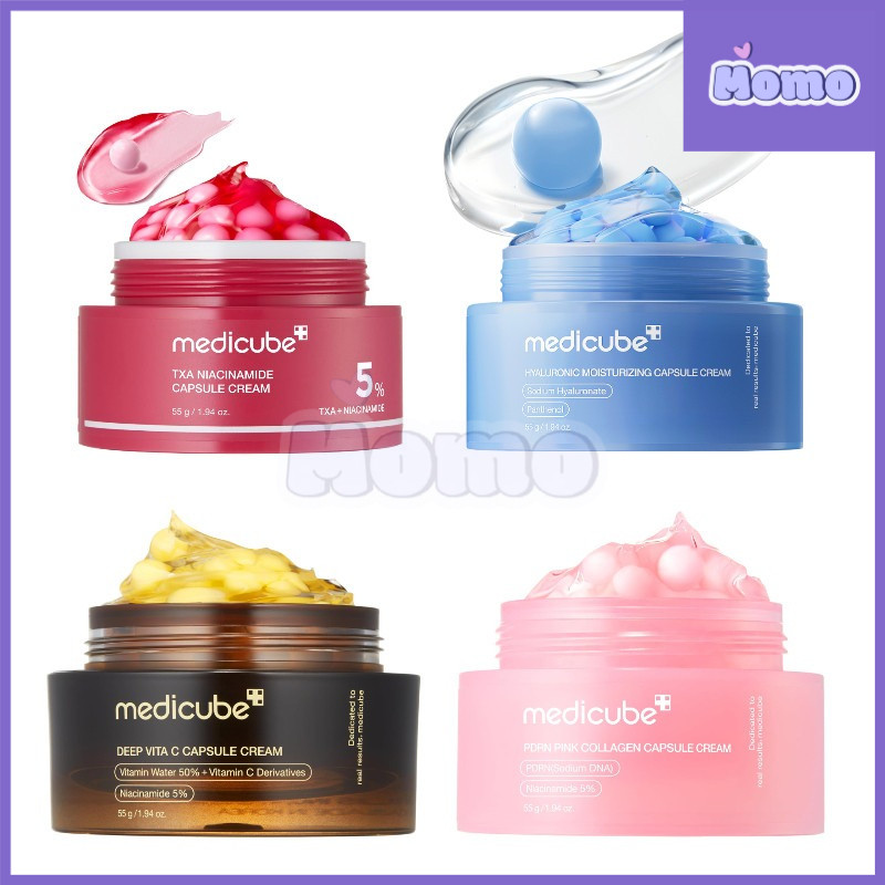 Medicube Deep Vita C Cápsula Creme PDRN Rosa Colágeno TXA Hidratante Hialurônico