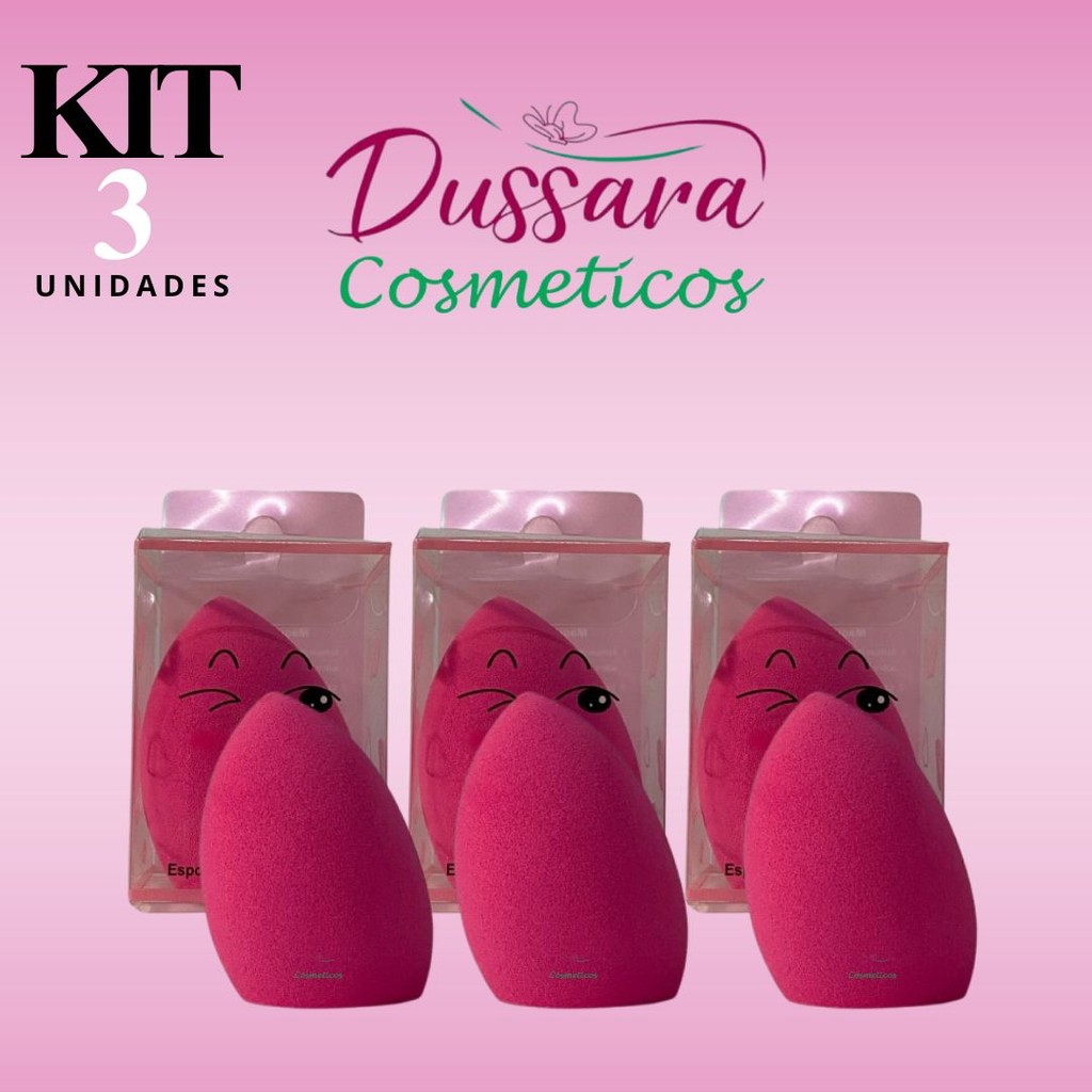 Kit 03 - 03Unid -- (03) Esponja Para Maquiagem Base/Pó/Corretivo Pompom Maquiagem Tipos Makeup (Vermelho)