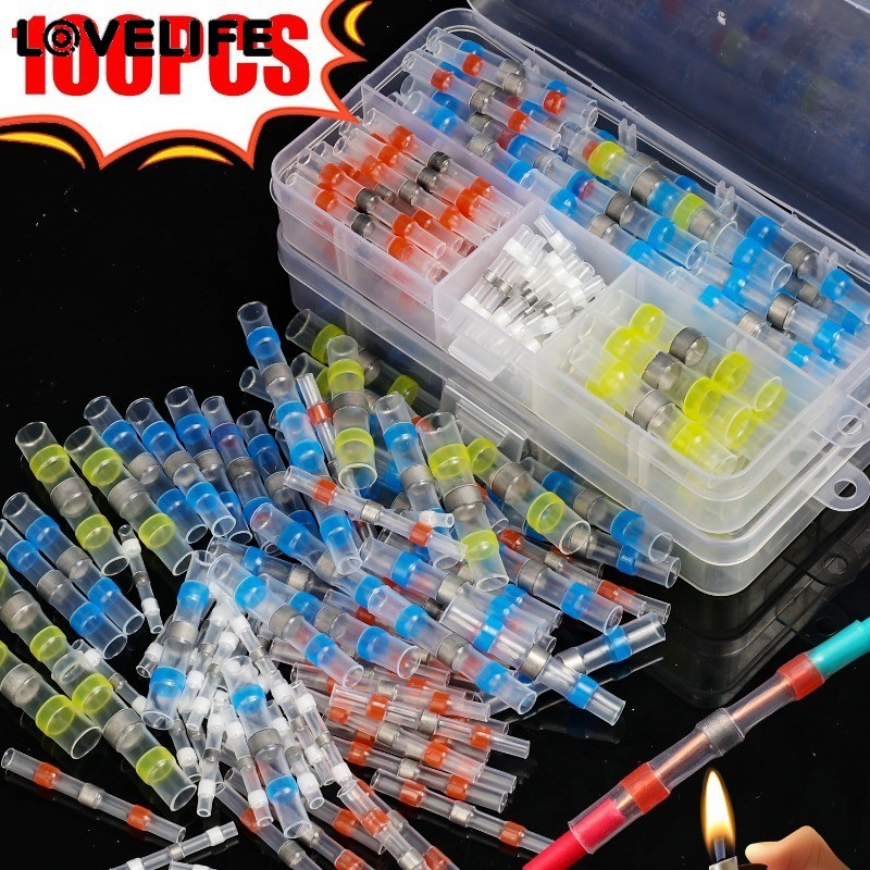 Kit De Conectores Terminais Termorretráteis , 50/100 Peças , Fácil Instalação , Impermeáveis Sem Solda Com Proteção Isol