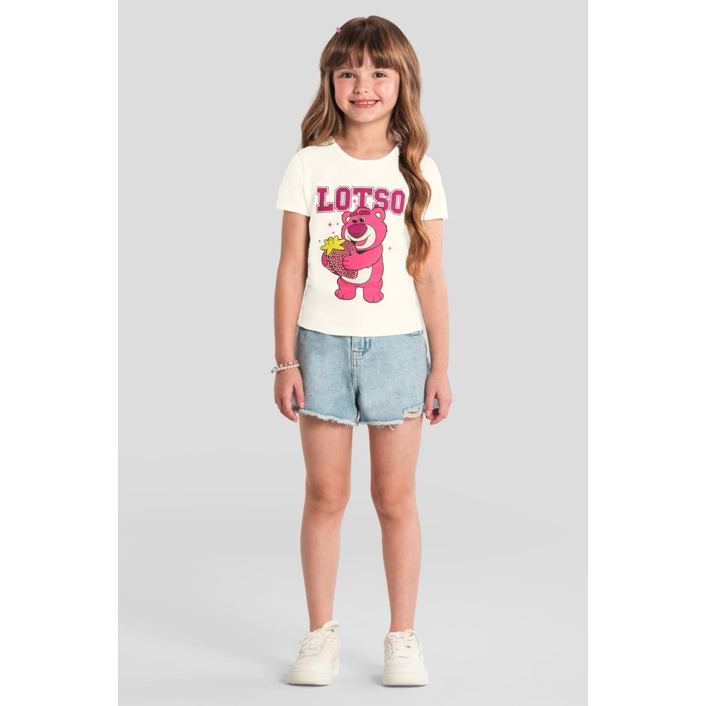 Blusa infantil menina do Lotso com brilho Brandili em Oferta na Shopee