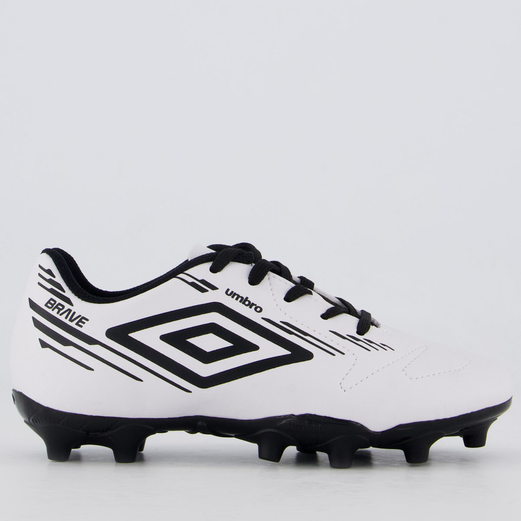 Chuteira Umbro Brave Campo Juvenil Branca e Preta