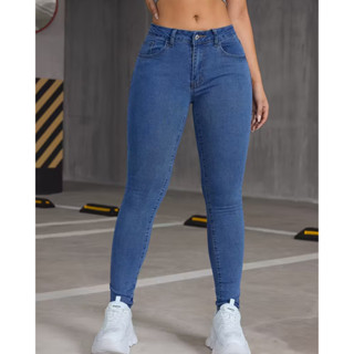 Calça Feminina Jeans Skinny Cintura Alta Com Lycra Levanta Bumbum em Oferta na Shopee