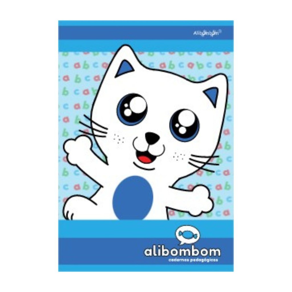 kit 5 Caderno Alibombom Sem Pauta Margeado Educação Infantil Capa Dura Azul Maxima