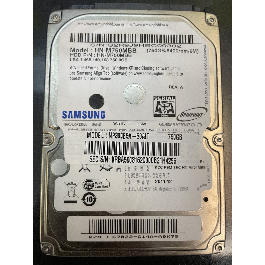 Disco Rígido Samsung Spinpoint 750GB 5400Rpm 3Gb/s Note HN-M750MBB