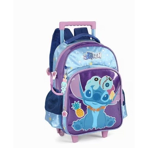 Mochila Escolar Rodinha Stitch Infantil Original e Chaveiro em Oferta na Shopee