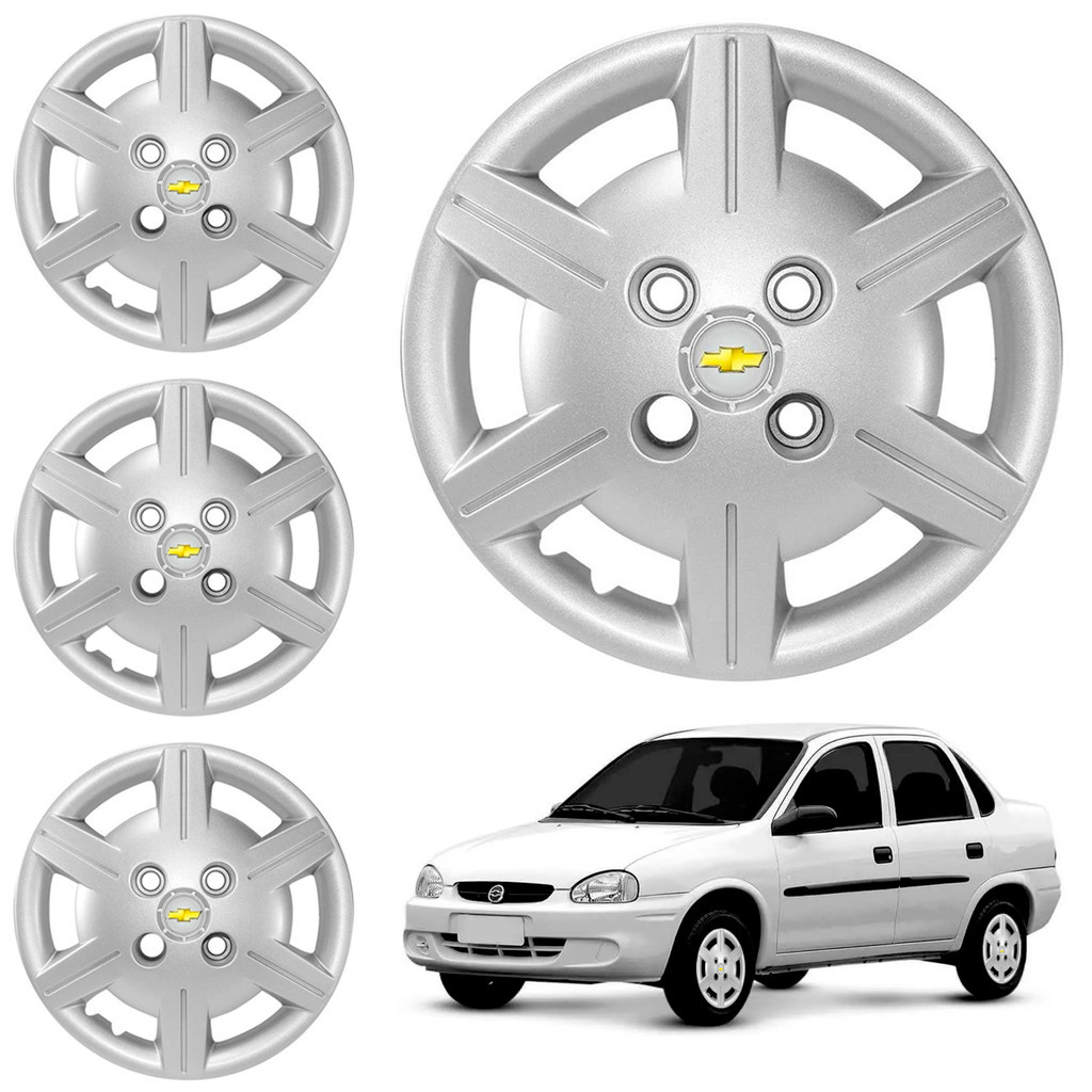 Jogo Carlota Aro 13 Corsa Classic 2009 2010 2011 2012 C/ Emblema Resinado Prata