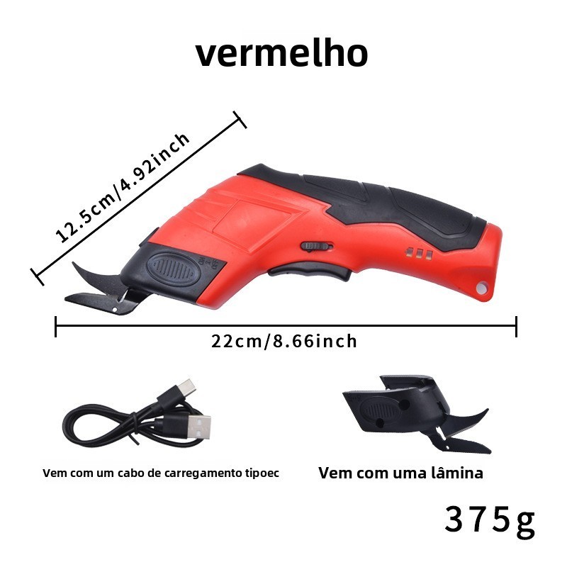 Tesoura Elétrica Para Tecidos Usb Recarregável Bivolt