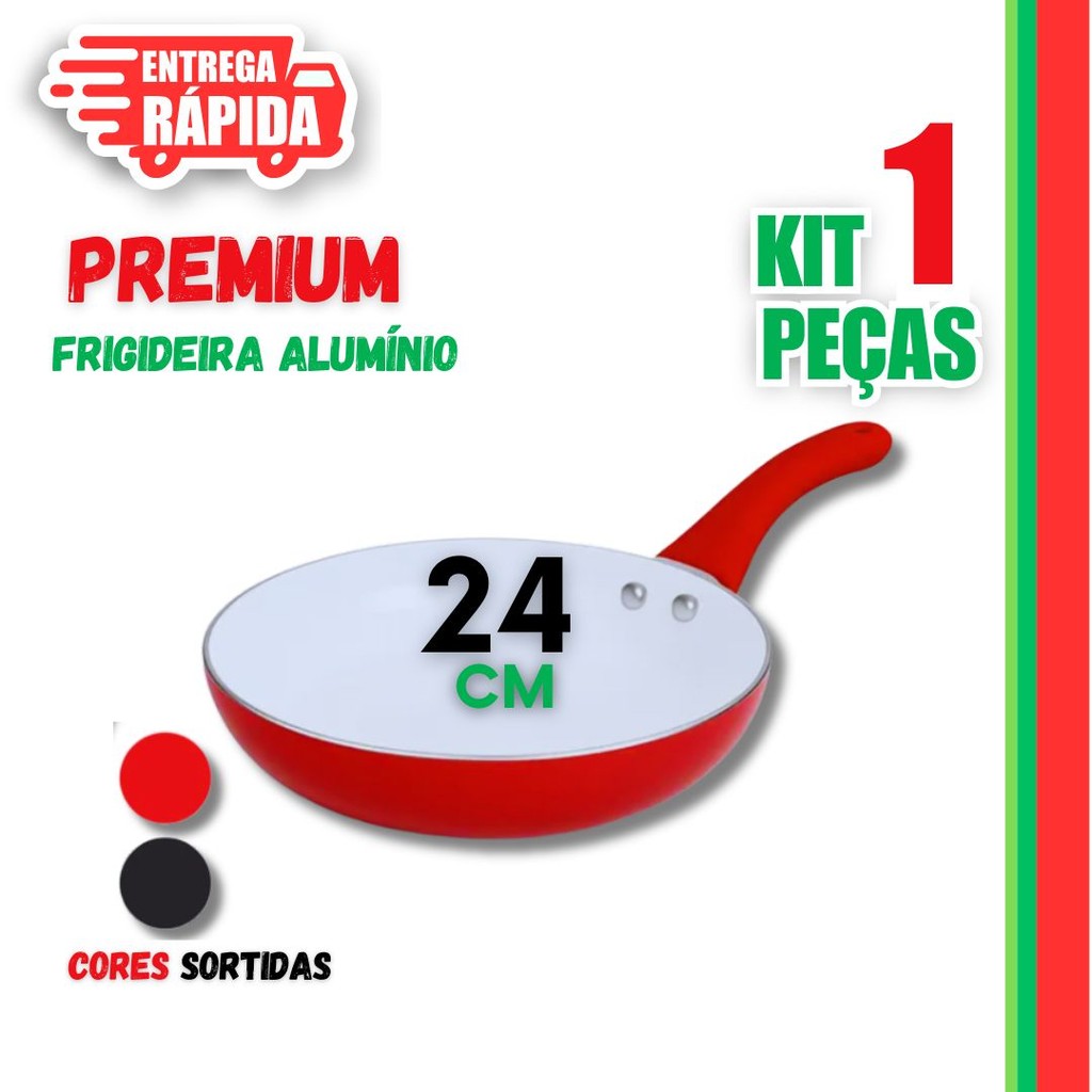 01 Frigideiras Antiaderente De Cerâmica Fácil de Limpar Cabo De Silicone Premium 24CM Utilidades