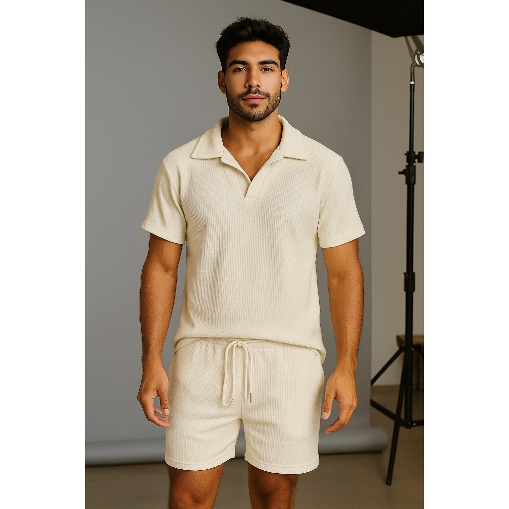 Conjunto Masculino Estilo Old Money | Polo + Shorts de Cordão | Elegante e Confortável para Férias e Lazer