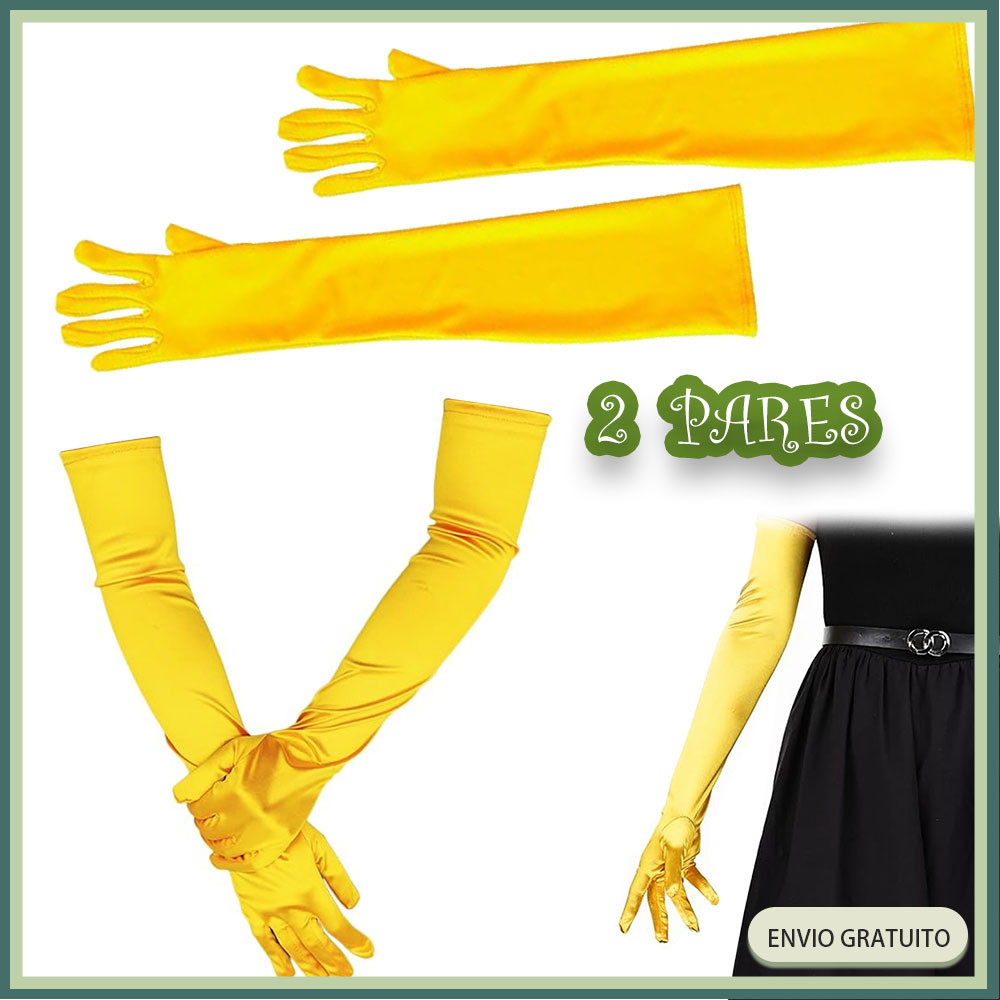 2 Par Luva Longa de 52cm de Spandex para Festa Fantasia Carnaval Casamento Festas noturnas - Amarelo em Oferta na Shopee