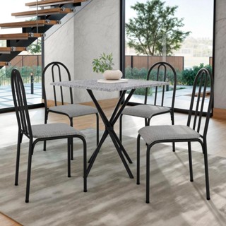 Kit Mesa Diamante 544 Sala de Jantar 4 Cadeiras Pés Tubular em Oferta na Shopee