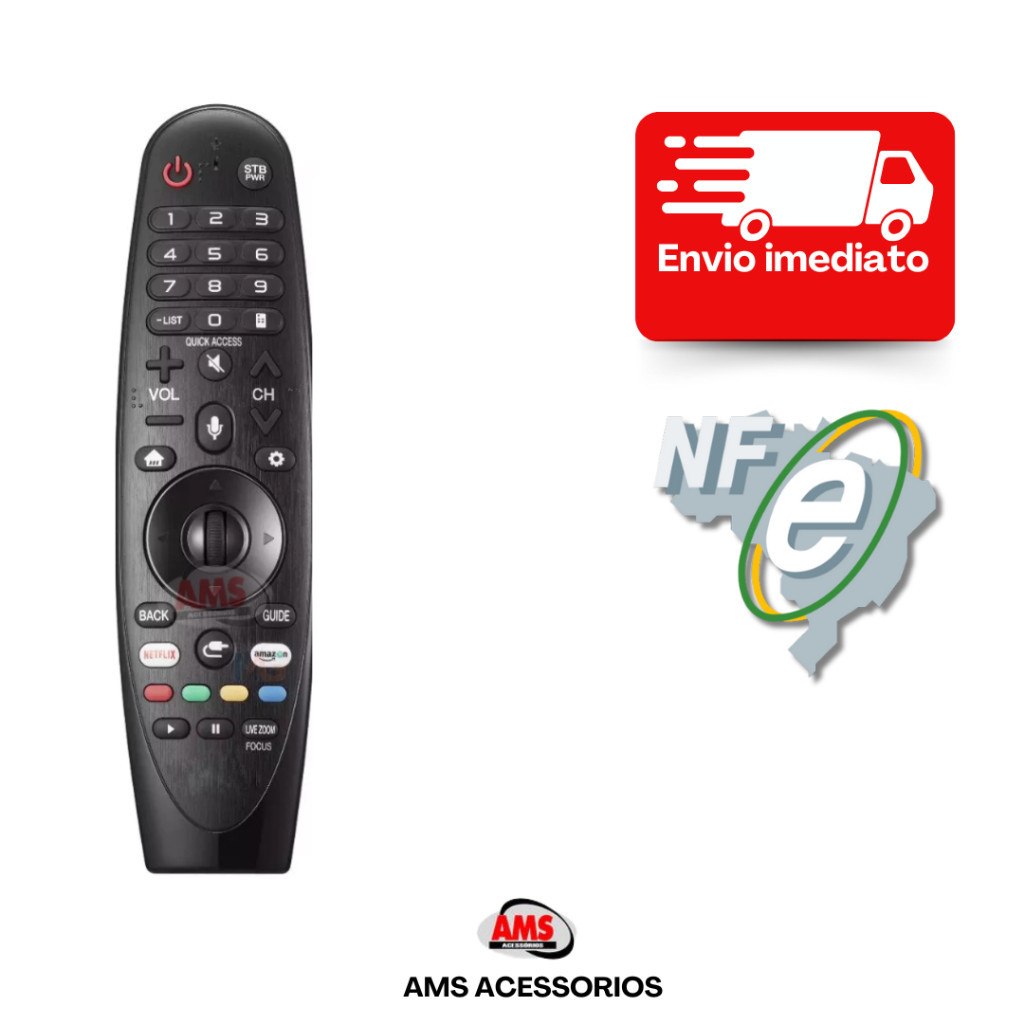 Controle Remoto Para Smart Tv LG An-mr19ba Thinq Ai Magic Com Comando de Voz Lelong LE-7700-3