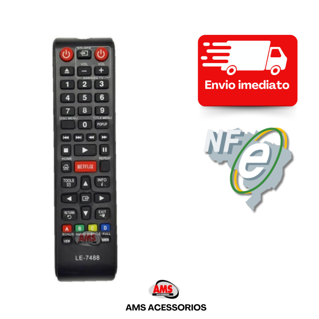 Controle Remoto Dvd Blu-ray Samsung Bd-e5300 / E550 / F5500 em Oferta na Shopee