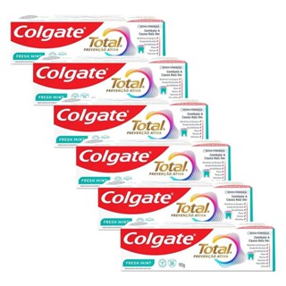 Kit Creme Dental Colgate Total Fresh Mint 90g com 6 unidades em Oferta na Shopee
