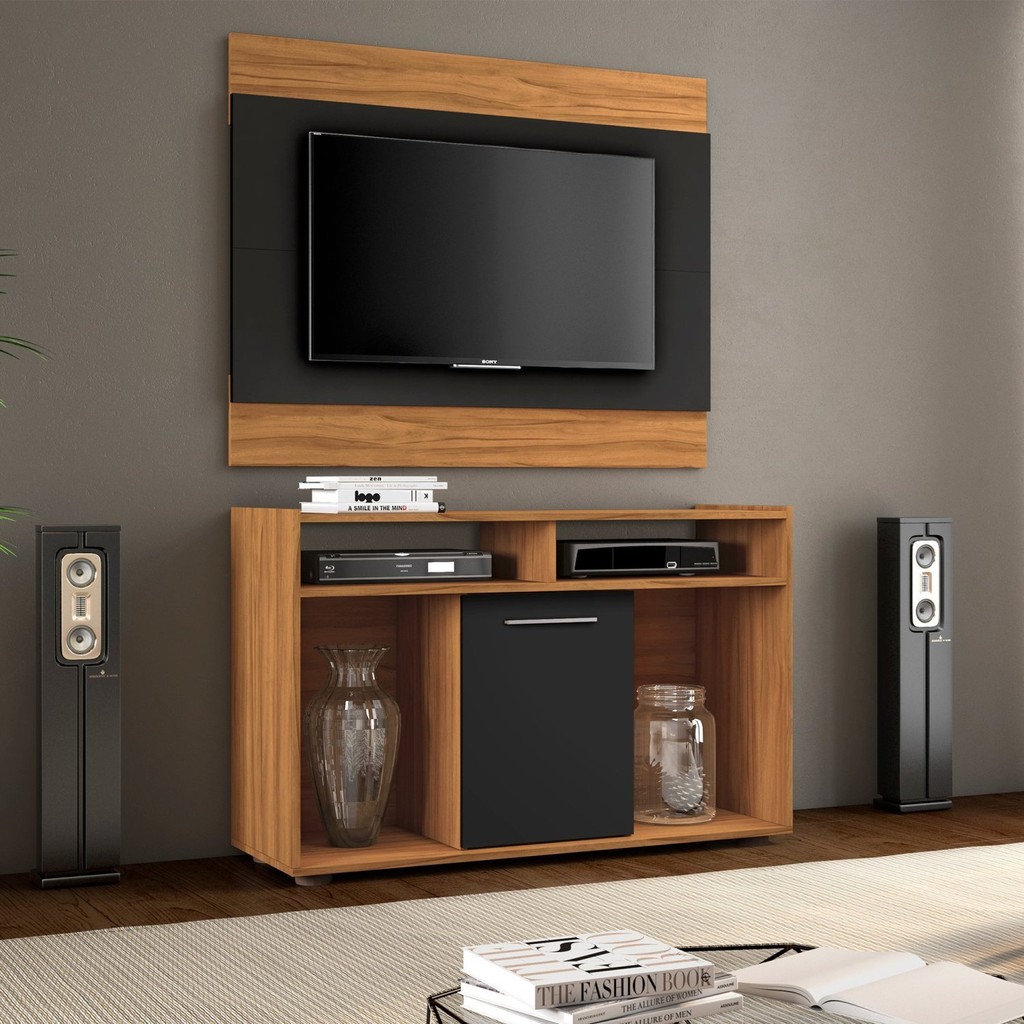 Rack com Painel para TV até 43 Polegadas 106CMX153CM Show Marrom Freijó Trend/Preto TX