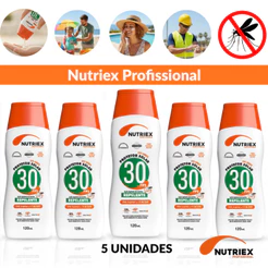 Kit 5 Protetor Solar Nutriex Fps 30 Repelente 120ml Anti Envelhecimento Não Oleoso Não Esbranquiça