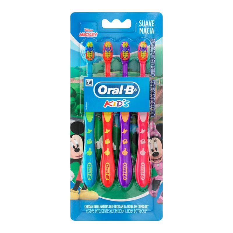 Kit Escova Dental Oral-B Kids Mickey 4 Unidades em Oferta na Shopee