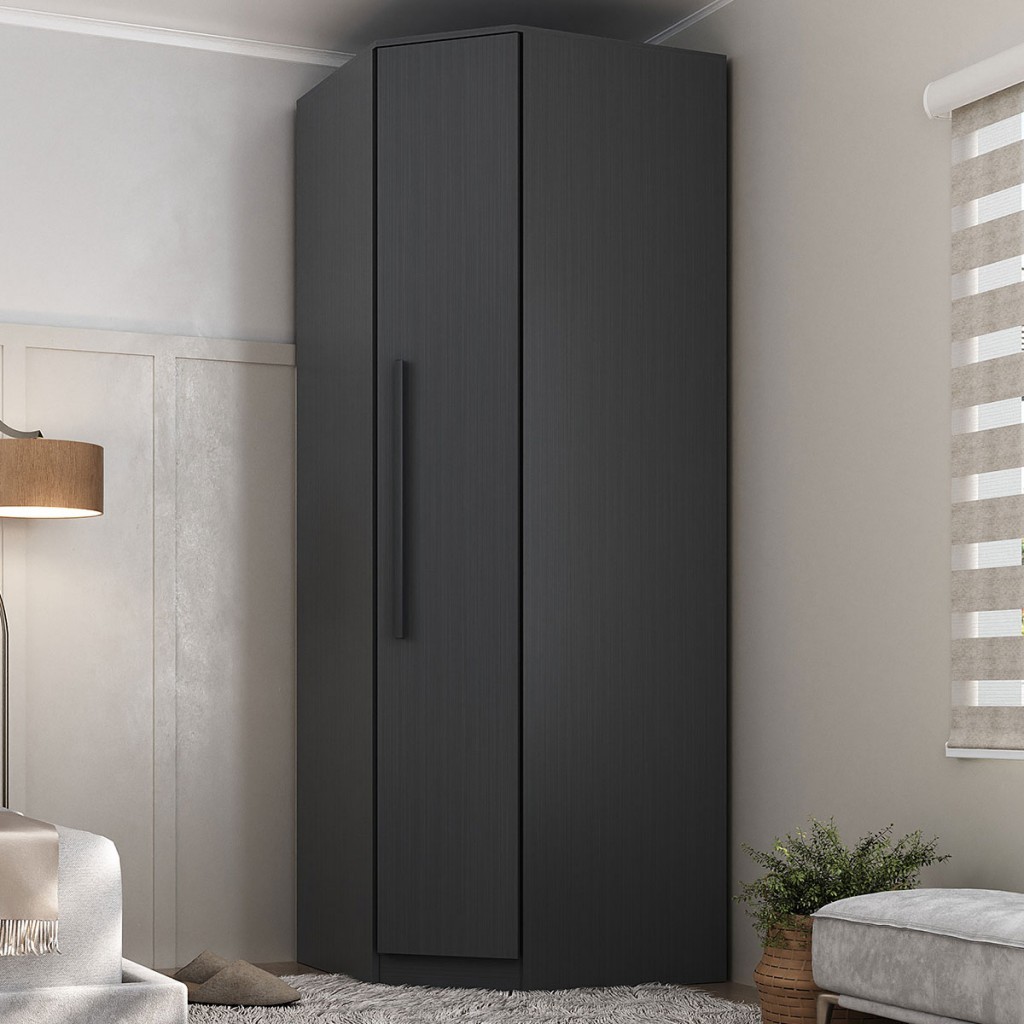 Guarda-Roupa Solteiro Modulado Lugano 1 Porta 2 Prateleiras - Hecol Móveis