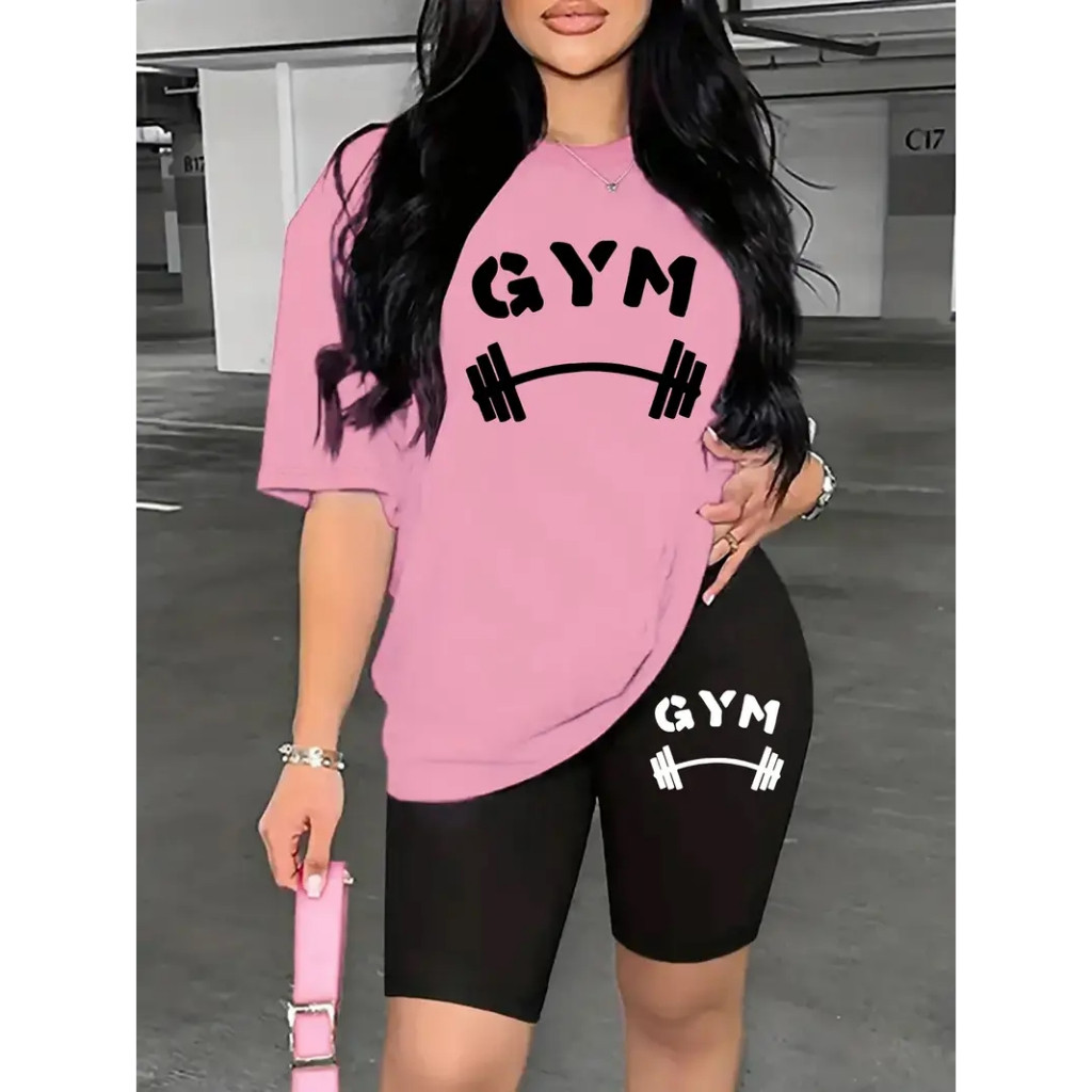 CONJUNTO FEMININO ACADEMIA FITINIS CAMISETA+BERMUDA CÓS ALTO ZERO TRANSPARENCIA GYM