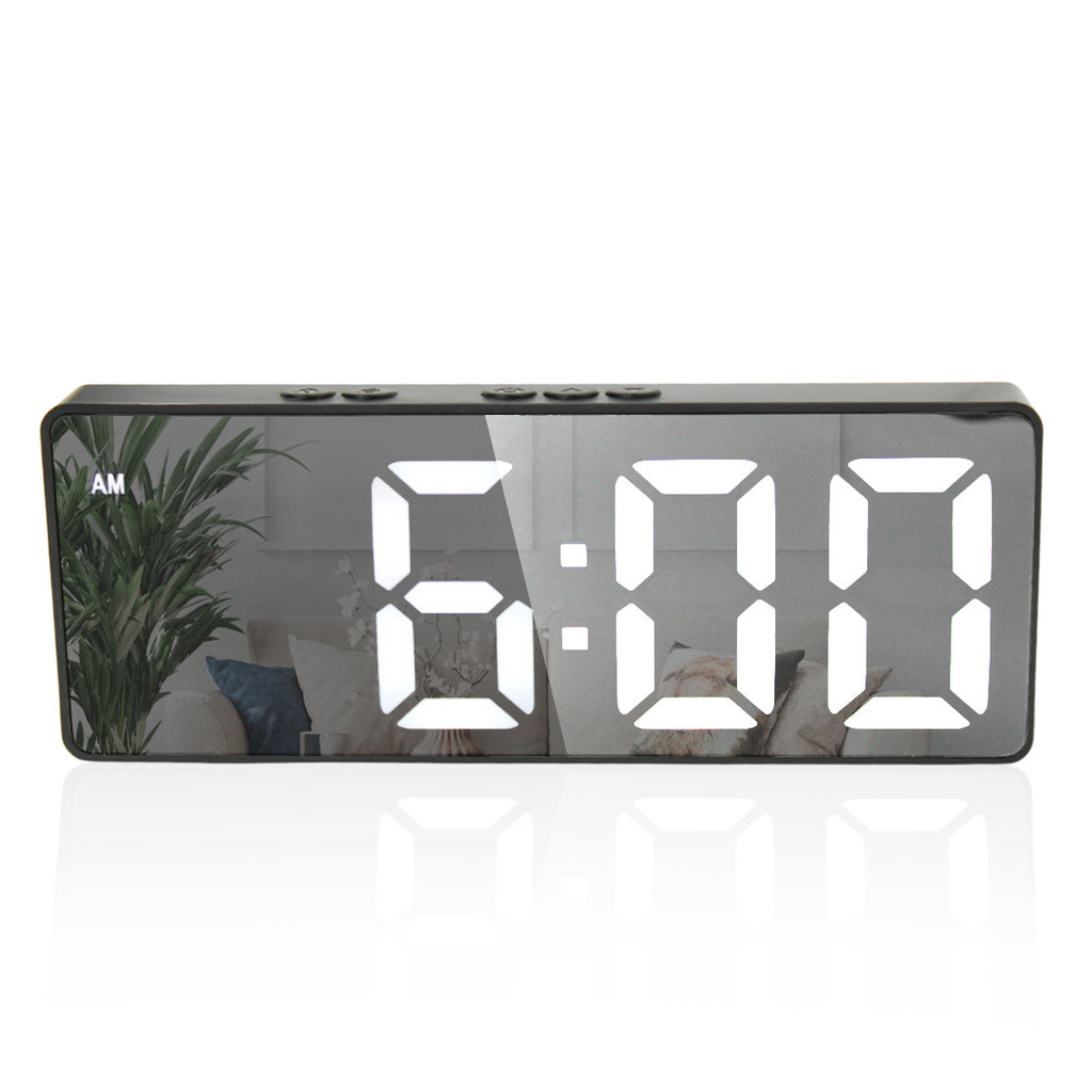 Relógio Despertador Digital LED USB Portátil Alarme Preto