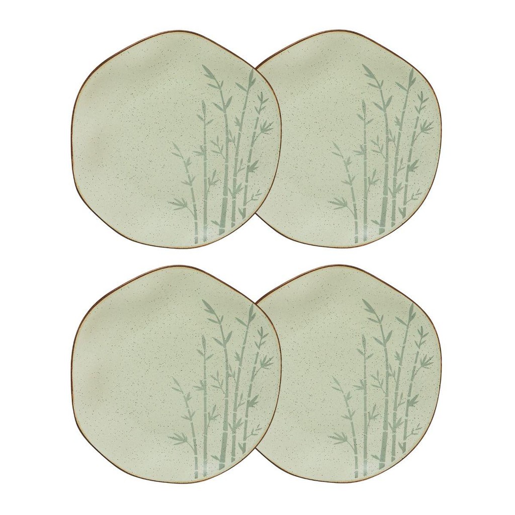 Conjunto 4 Pratos Rasos 27,5 cm Ryo Bambu Porcelana Oxford