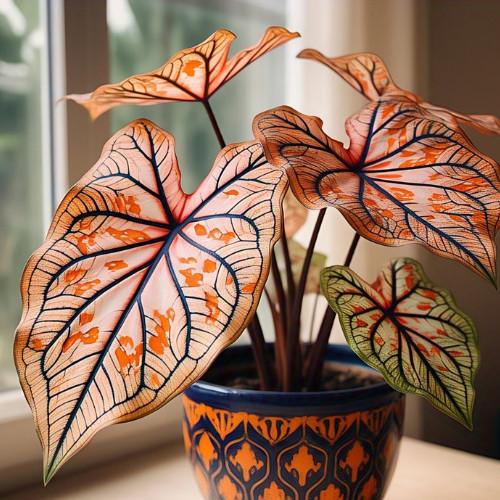 100 sementes Caladium Bubblegum Dusk com manual de cultivo
