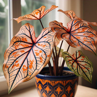 100 sementes Caladium Bubblegum Dusk com manual de cultivo