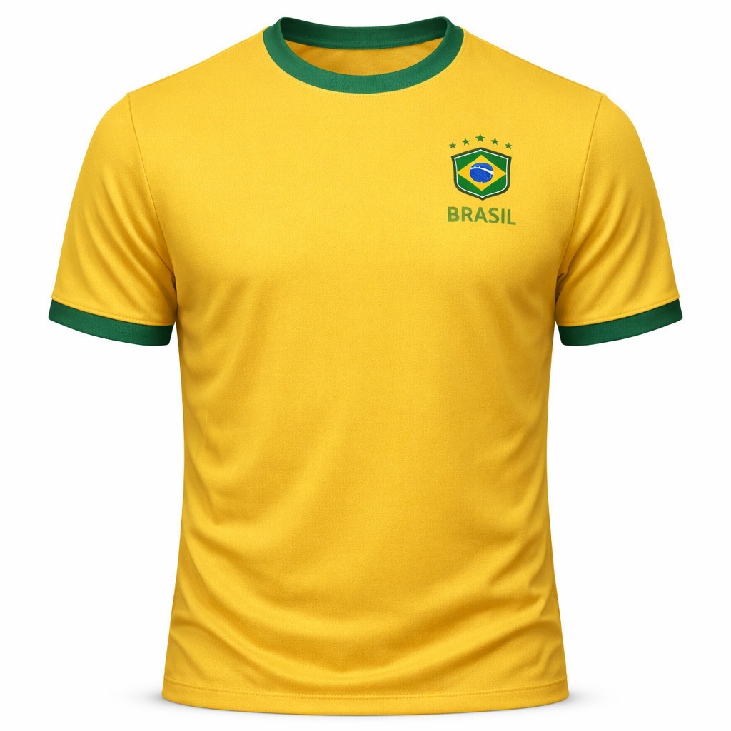 Camiseta Masculina Brasil Estampada Seleção Brasileira Copa Do Mundo Camisa Dryfit Premium DRYFIT