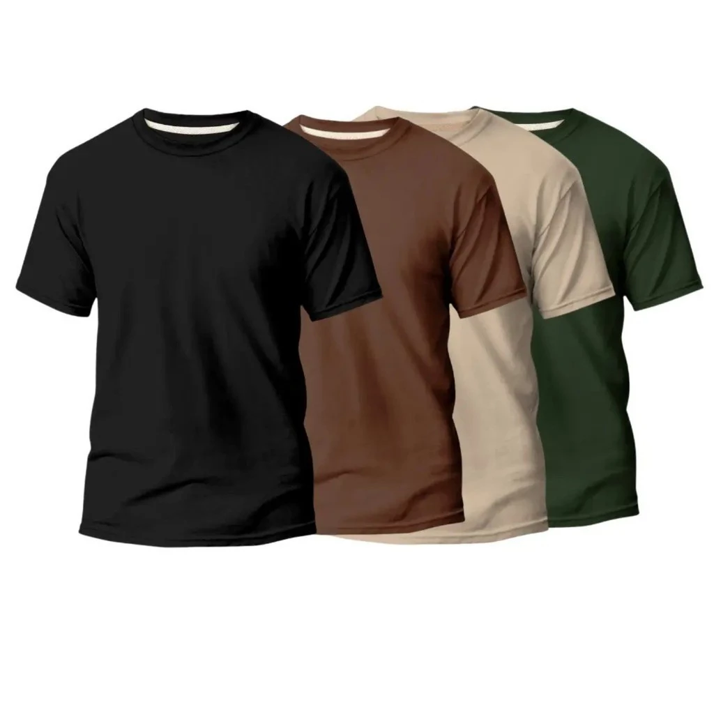 Kit 4 Camiseta Masculina 100% Algodão Básica Varias Cores Lisa Gola Redonda Camisa — imagem 1