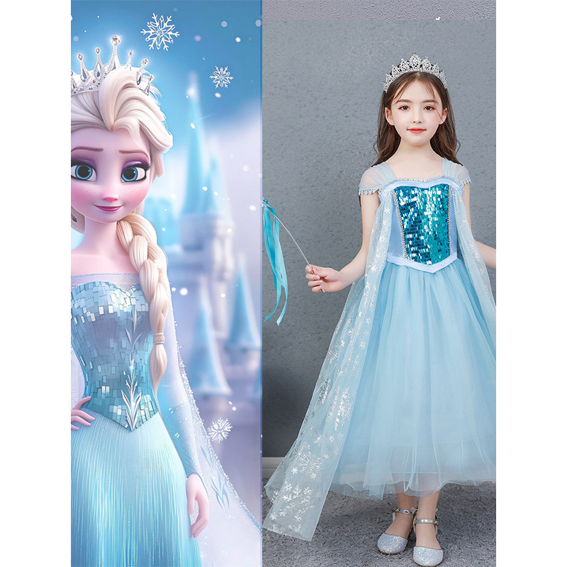 Vestido congelado elsa elsa rainha vestido roupas infantis crianças meninas vestido verão outono elsa vestido de princes
