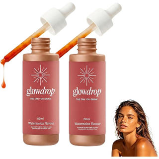 Gotas autobronzeadoras GlowDrops (forma potável), gotas potáveis para iluminar a pele do rosto e corpo, veganas e sem cr