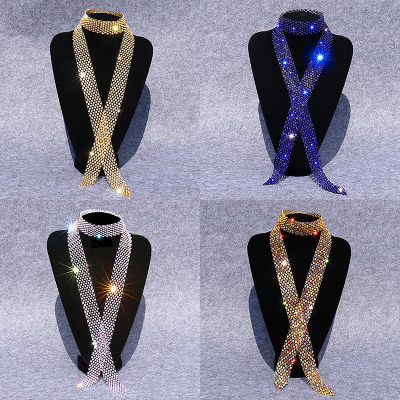 Gravata de diamante feminina strass piscando diamante diamante moda estrela na moda decoração pescoço colar jóias crista