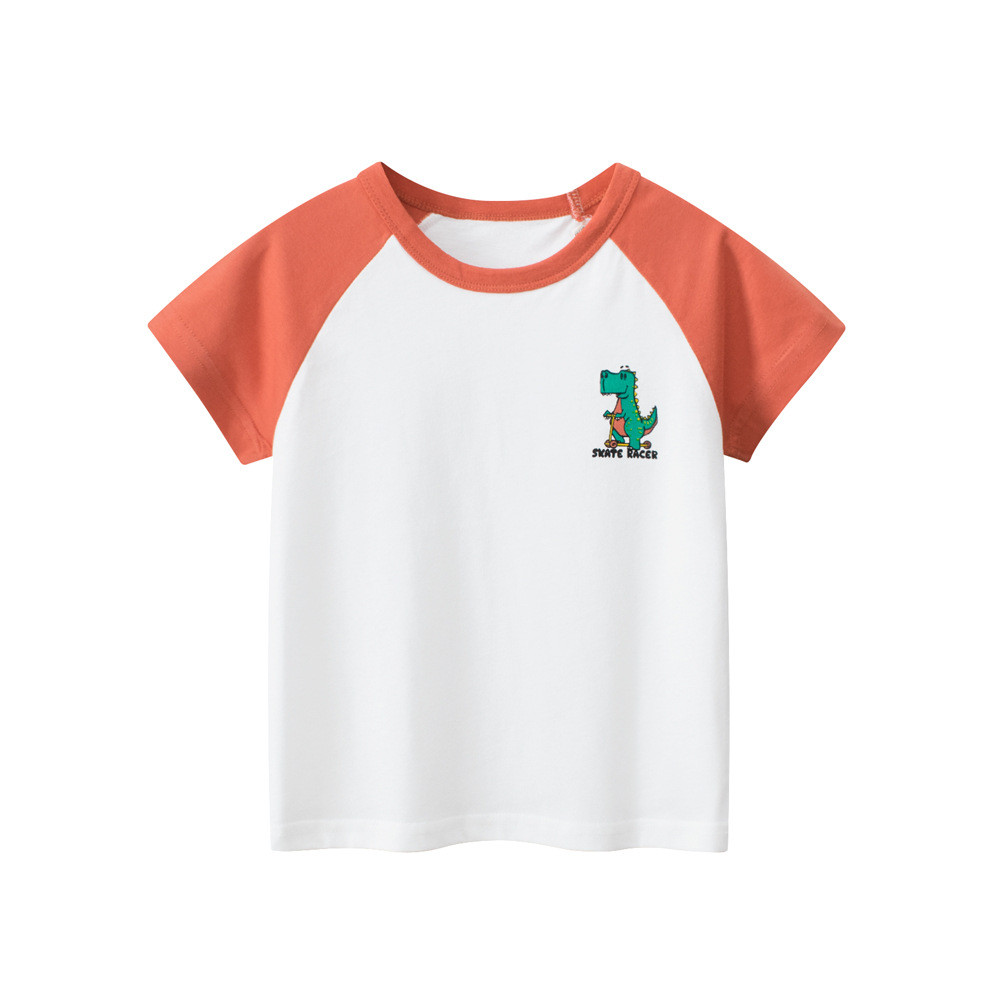 27 crianças puro algodão versão coreana roupas infantis camiseta de manga curta 2026 verão crianças mangas Raglan menino