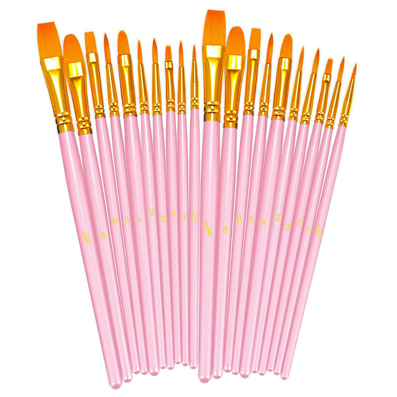 Kit com 12/20 Pincéis artísticos para pintura cerdas macias, aquarela, guache, pintura a óleo, acrílico