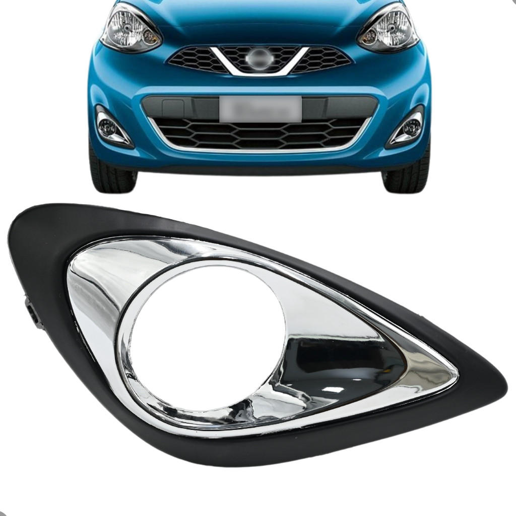 Moldura Nissan March 2015 2016 2017 Até 2019 Cromado Com Furo Milha