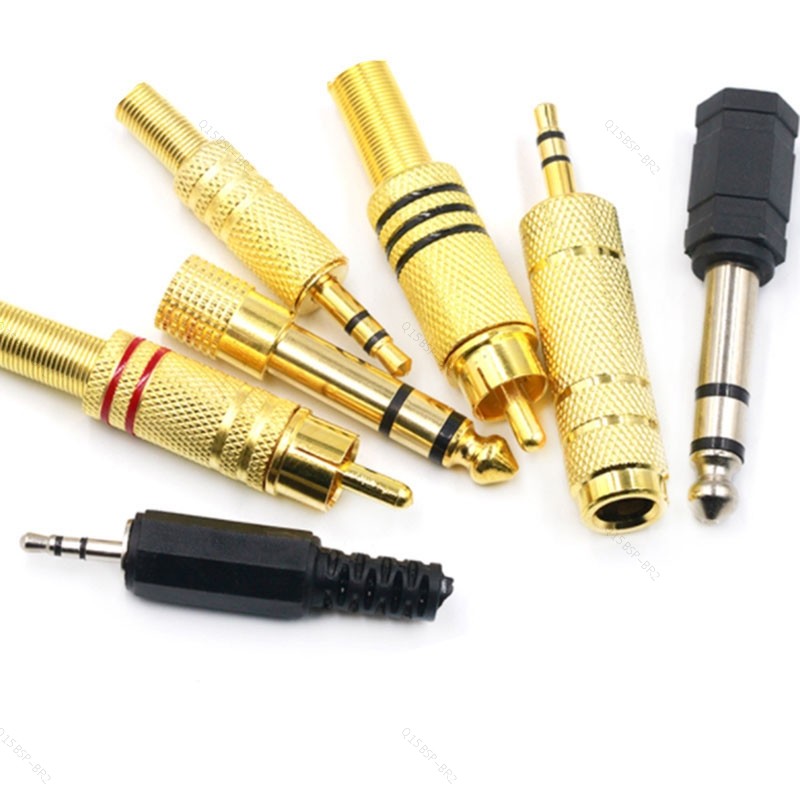 2 Pçs Fêmea Macho Conector De Áudio 3.5mm A 6.5mm Adaptador RCA Estéreo Jack Plug Para Aux Alto-Falante Cabo Fone De Ouv