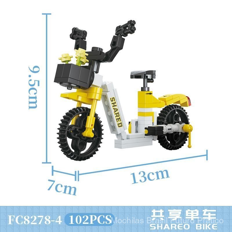 Presente de blocos de montar pequenos para iniciantes, compatível com carro elétrico Lego, bicicleta, brinquedo de monta