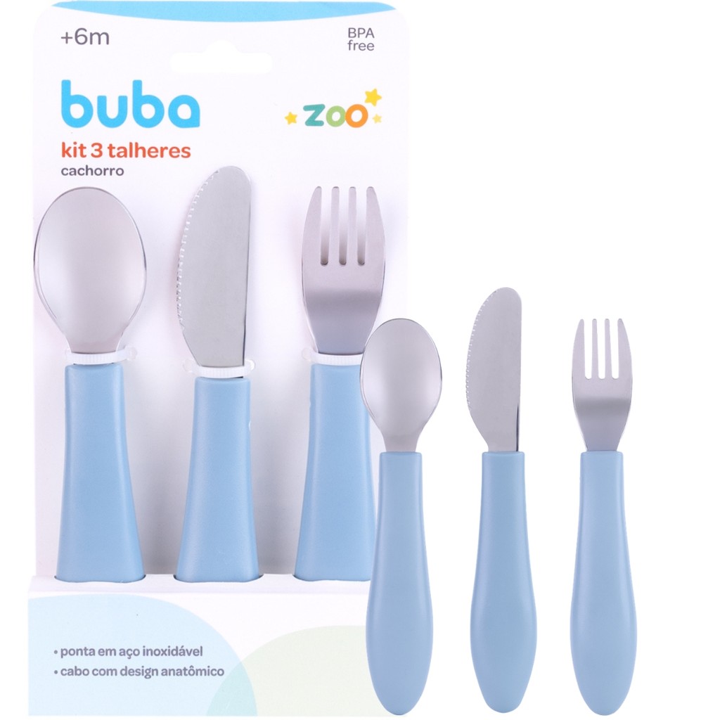 Buba Zoo Talheres de Aço Inoxidável Azul-Escuro 22401 - Buba