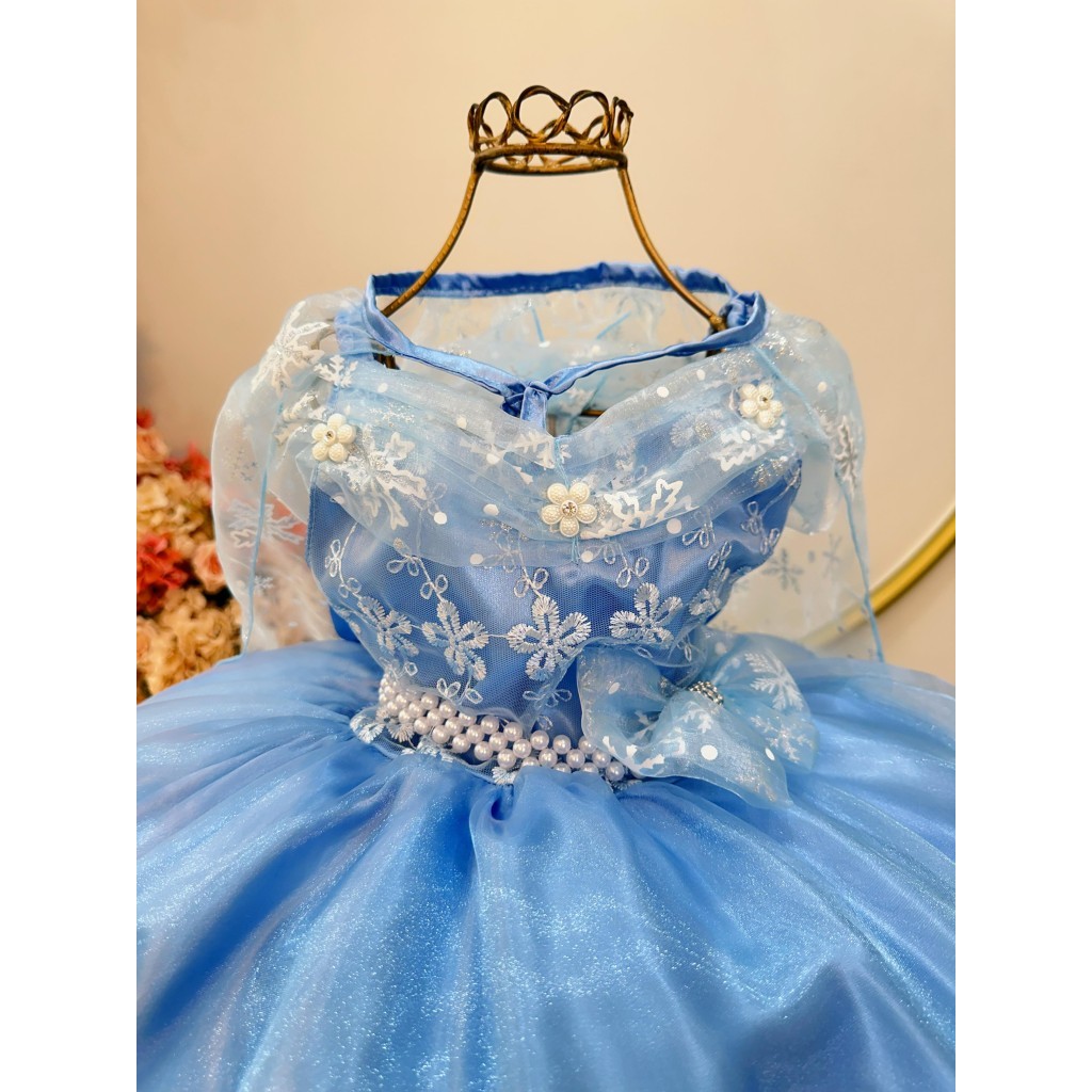 Vestido Infantil Princesas Frozen Elsa C/ Capa Luxo Festas