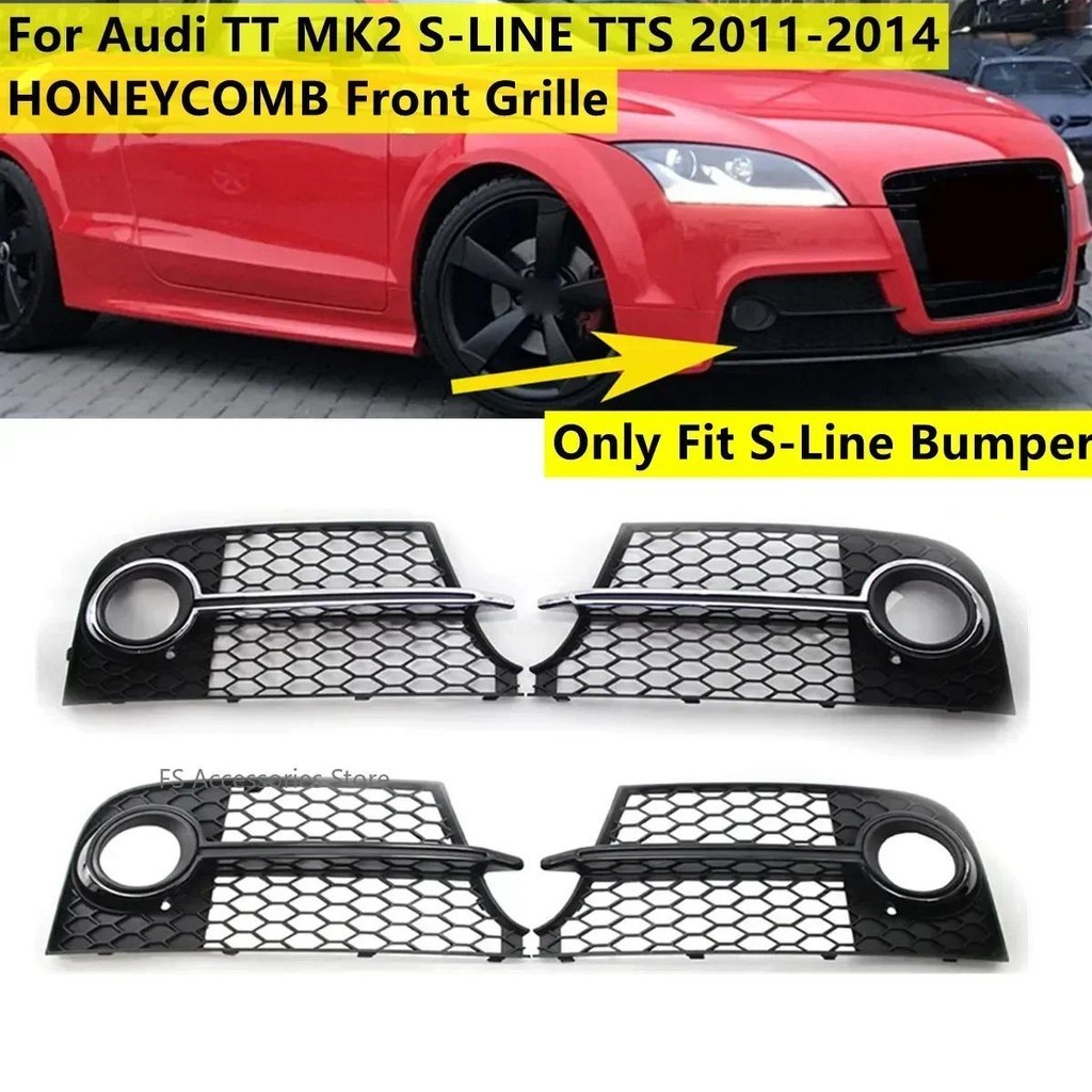 Par De Tampa Da Grade Luz De Nevoeiro Dianteira Do Carro Para Audi TT MK2 S-Line TTS 2011-2014 8J0807681KT94 8j0807682gr