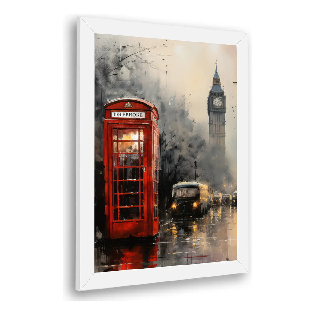 Quadro Decorativo Londres Telefone Arte Emoldurado Decoração Parede
