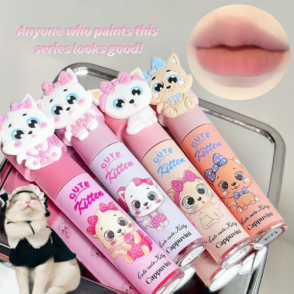 | 【lip tint ruby rose】 | ❥Cappuvini caixa de presente único gato lábio purê creme de leite creme labial verão lábio esma