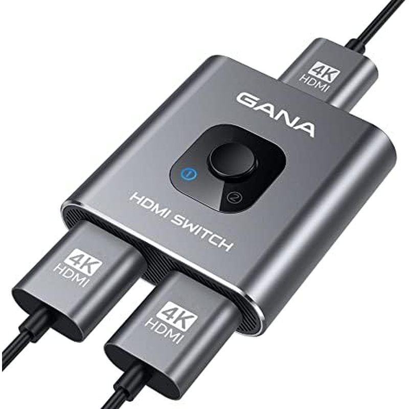 Divisor HDMI Switch 4k @ 60hz , GANA Alumínio Bidirecional Switcher 2 Em 1 Saída , Hub Manual Suporta HD Compatível Com 