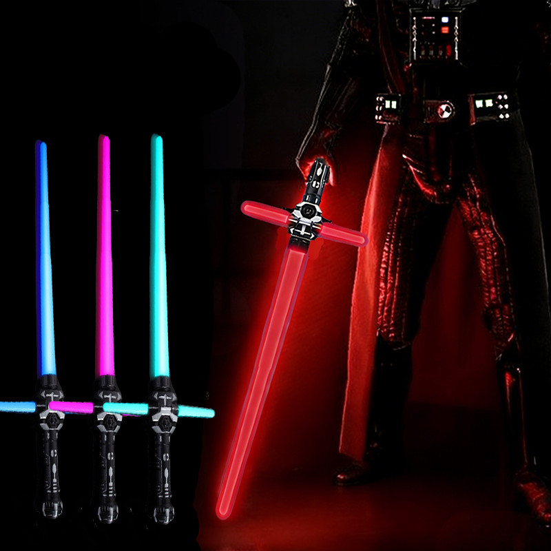 Sabre Iluminado LED Para Crianças Sabres De Luz Dupla 2 Em 1 Com Som FX Conjunto De Espadas Expansíveis Galaxy War Fight