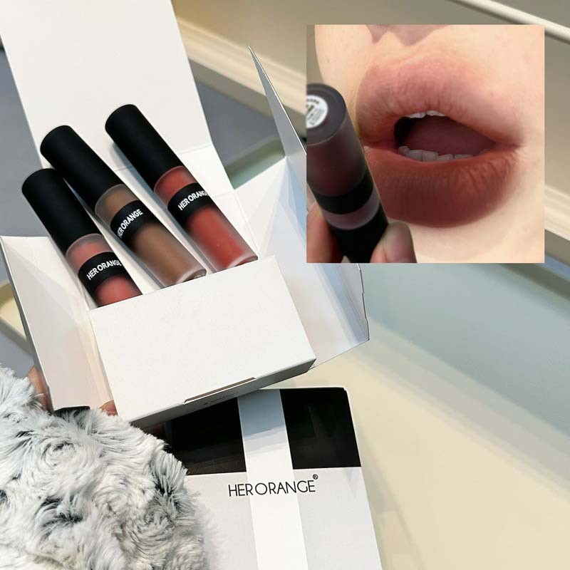 HERORANGE Matte Soft Focus Lip Gloss Fosco Veludo Não Fácil de Colar Copo Pseudo-Face Whitening Matte Batom Conjunto
