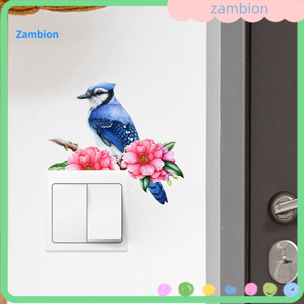 Bird Design Switch Decal Pattern Sticker Flower Branch Waterproof Pvc Wall Removable Self-adhesive Light Cover for Room