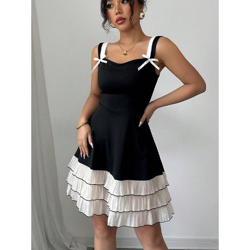 Vestido Camisola Feminina Multicamadas Feminino Casual Com Suspensório