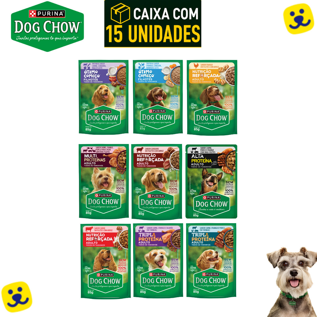 Kit 15 Sachês Dog Chow Ração Úmida Cachorro Sachê para Cachorro Sachê Dog Chow Caixa Sache Cachorro